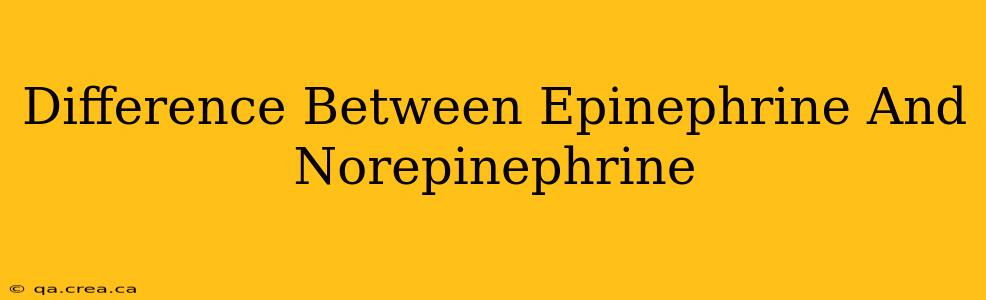 Difference Between Epinephrine And Norepinephrine