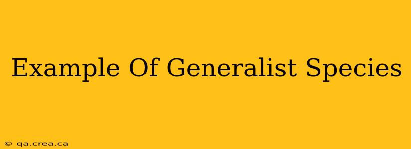 Example Of Generalist Species