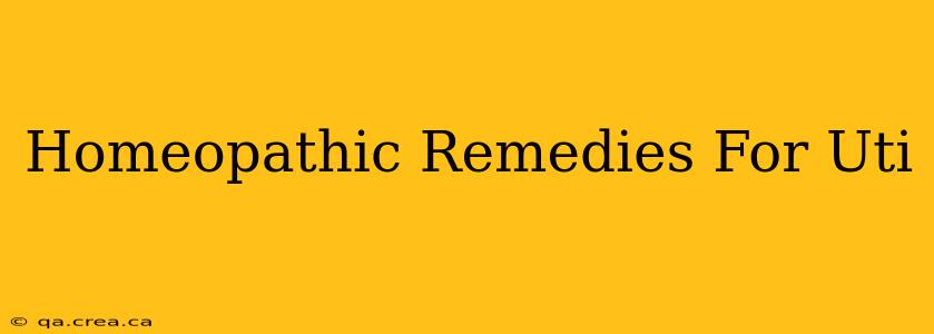 Homeopathic Remedies For Uti