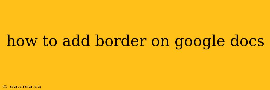 how to add border on google docs