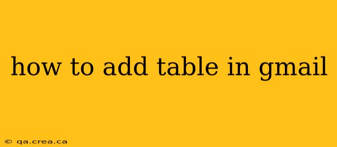 how to add table in gmail