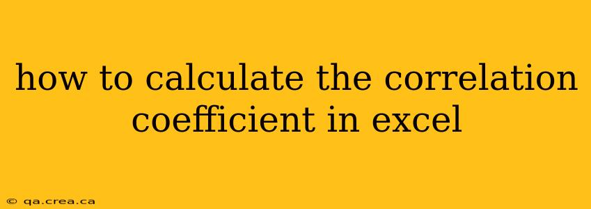 how to calculate the correlation coefficient in excel