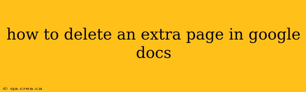 how to delete an extra page in google docs