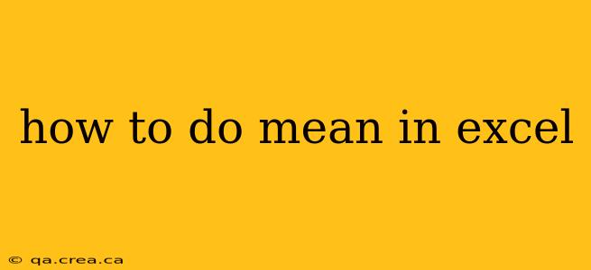 how to do mean in excel