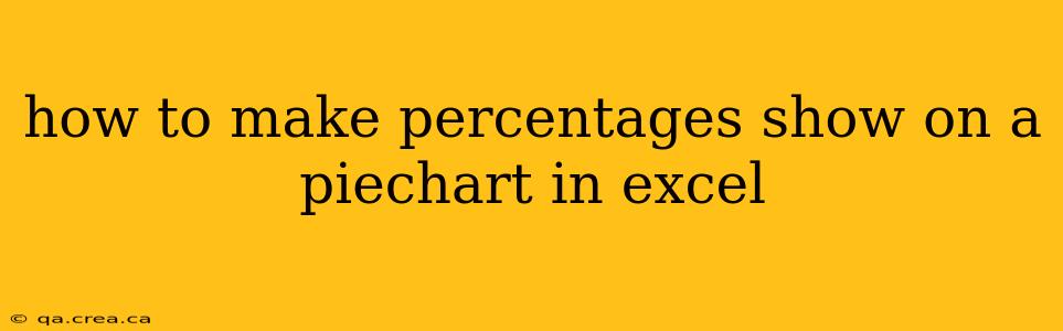 how to make percentages show on a piechart in excel