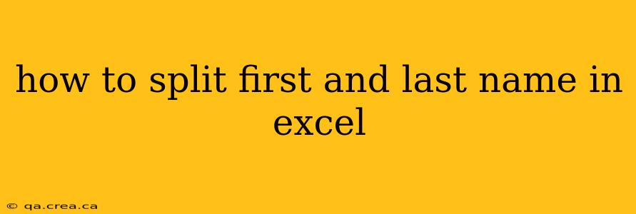 how to split first and last name in excel