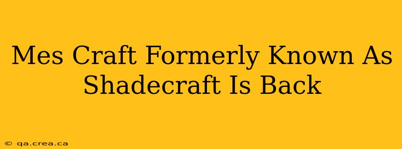 Mes Craft Formerly Known As Shadecraft Is Back
