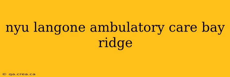 nyu langone ambulatory care bay ridge