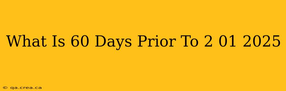 What Is 60 Days Prior To 2 01 2025