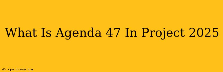 What Is Agenda 47 In Project 2025
