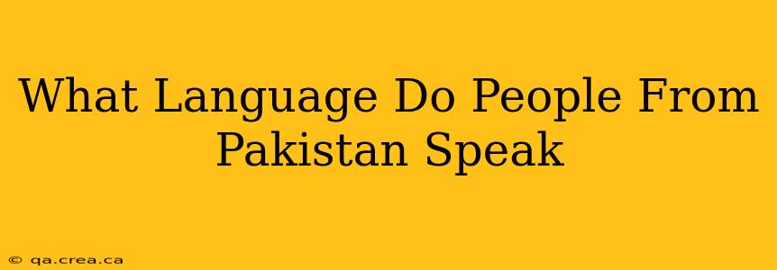 What Language Do People From Pakistan Speak