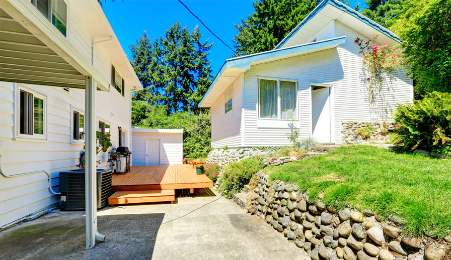Secondary unit in backyard.